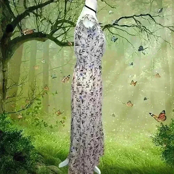 Boho Coquette American Eagle Baby Pink Floral Maxi Dress - Picture 7 of 10